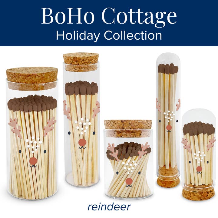 Thankful Greetings - Wholesale Matches - 2” Matches BoHo Cottage - Reindeer on Glass Mini Cloche