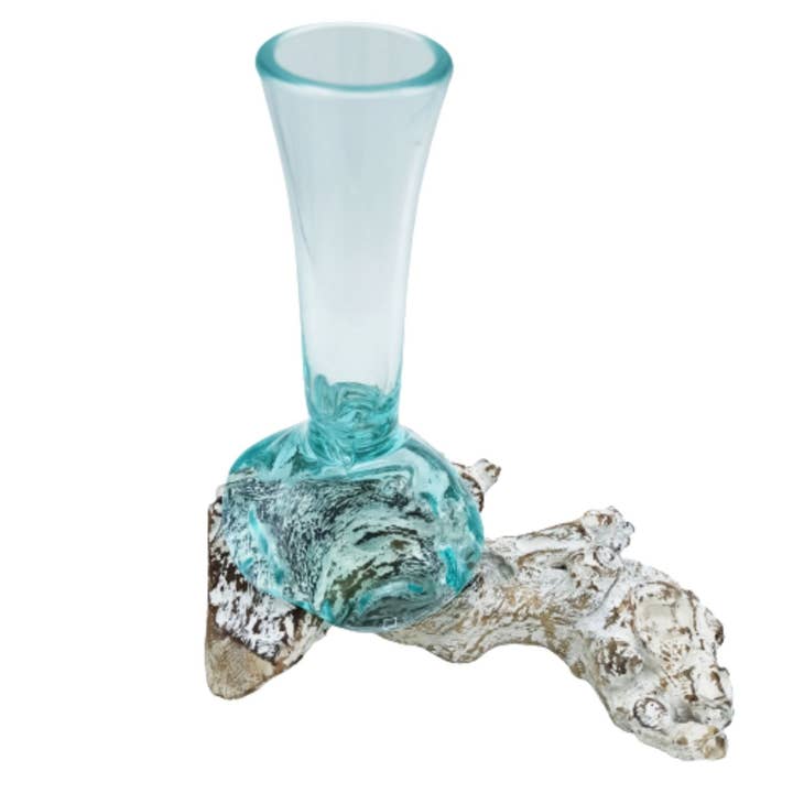 AWGifts Europe – Vaso por atacado – Vidro fundido em vaso médio de madeira branqueada2