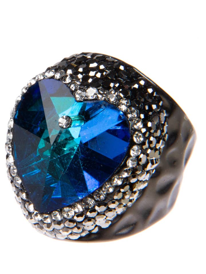 Glass Heart Rhinestone Alloy Ring for wholesale by Ole