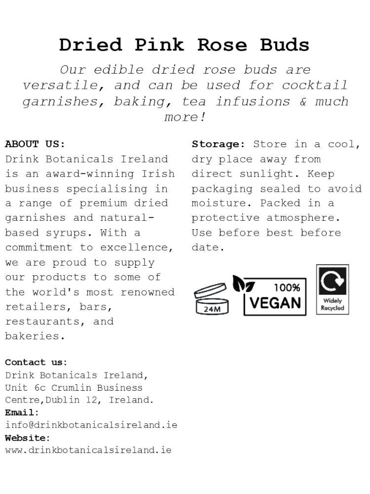 Drink Botanicals Ireland - Wholesale Gedroogde/geperste bloemen - Gedroogde roze rozenknoppen4