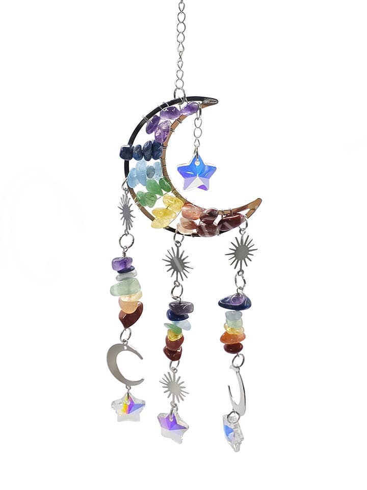 (PC)SUSPENSION - LUNE AVEC PUCES CHAKRA 21,5-24 CM pour la vente par Oceanic Linkways Inc
