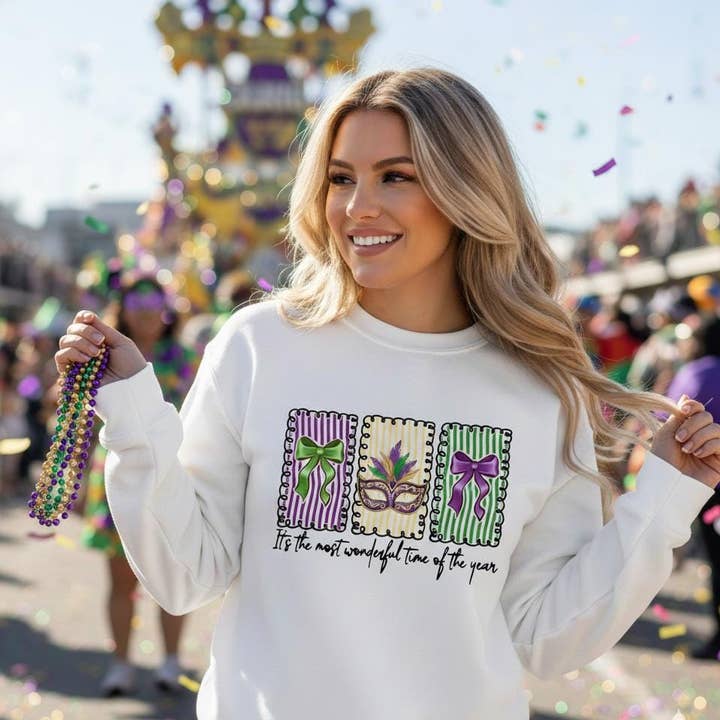 T-shirt Preppy Mardi Gras, Pull Coquette Bow Mardi Gras pour la vente par NVC Ecommerce LLC