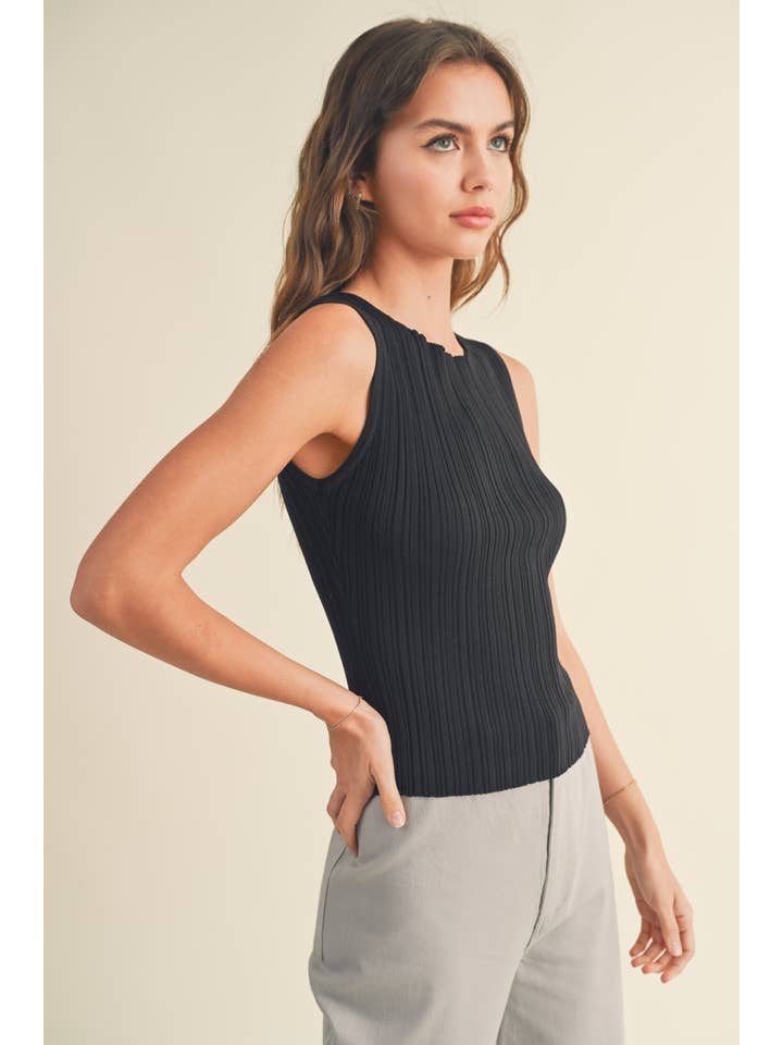 MIOU MUSE - Wholesale Knit Top - Women's - T3779 VISCOSE RIBBED KNITTED TOP