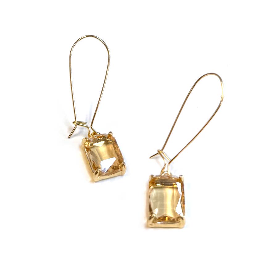 StarryNYC - Wholesale Dangle Earrings - Midi Rectangle Glass Bead with Kidney Wire Dangle Earrings6