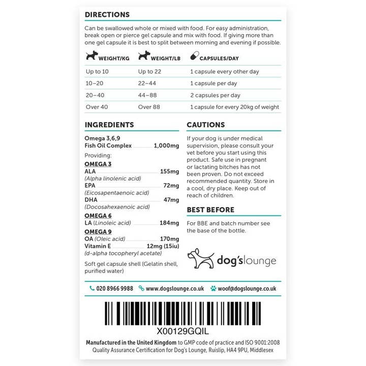 Dog's Lounge - Wholesale Pet Supplement - Dog - OMEGA – Omega 3, 6, 9 Fish Oil Complex for Dogs and Puppies5