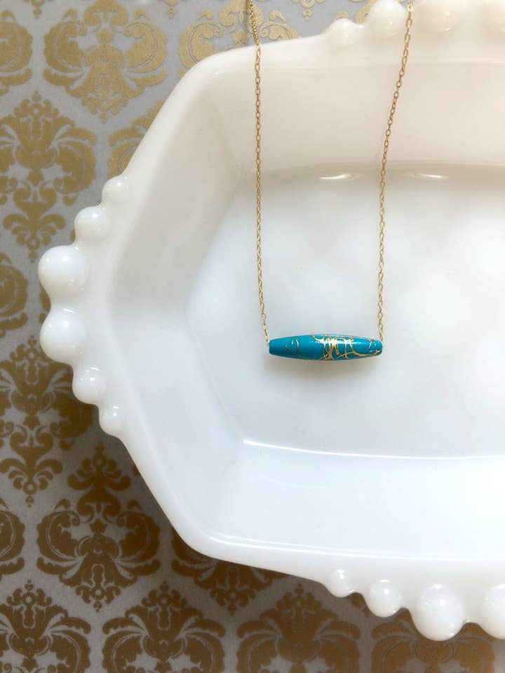 I AM WHOLE Dainty Turquoise Bar Necklace for wholesale by Hamrick Avenue