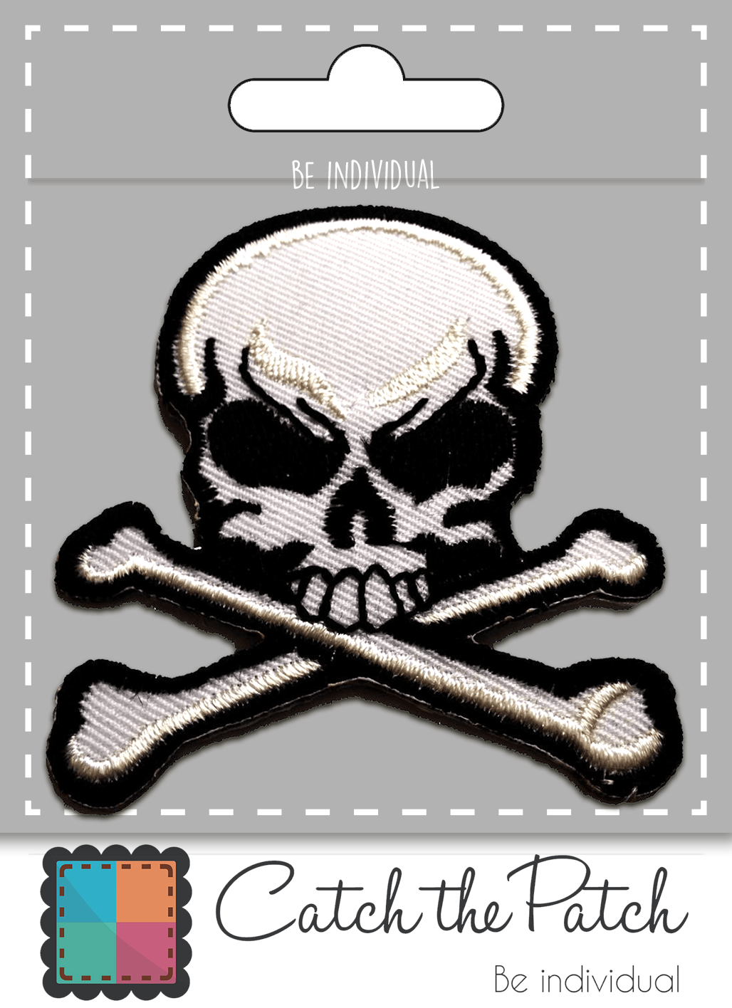white Iron-on Patch/Skull Biker for wholesale on Faire1