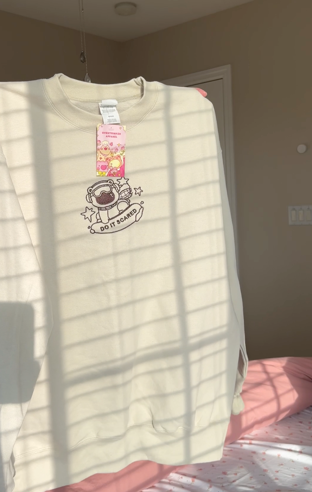 Overthinker Apparel - Wholesale Graphic Sweatshirt - Unisex - Do It Scared Embroidered Oversized Crewneck Sweatshirt0