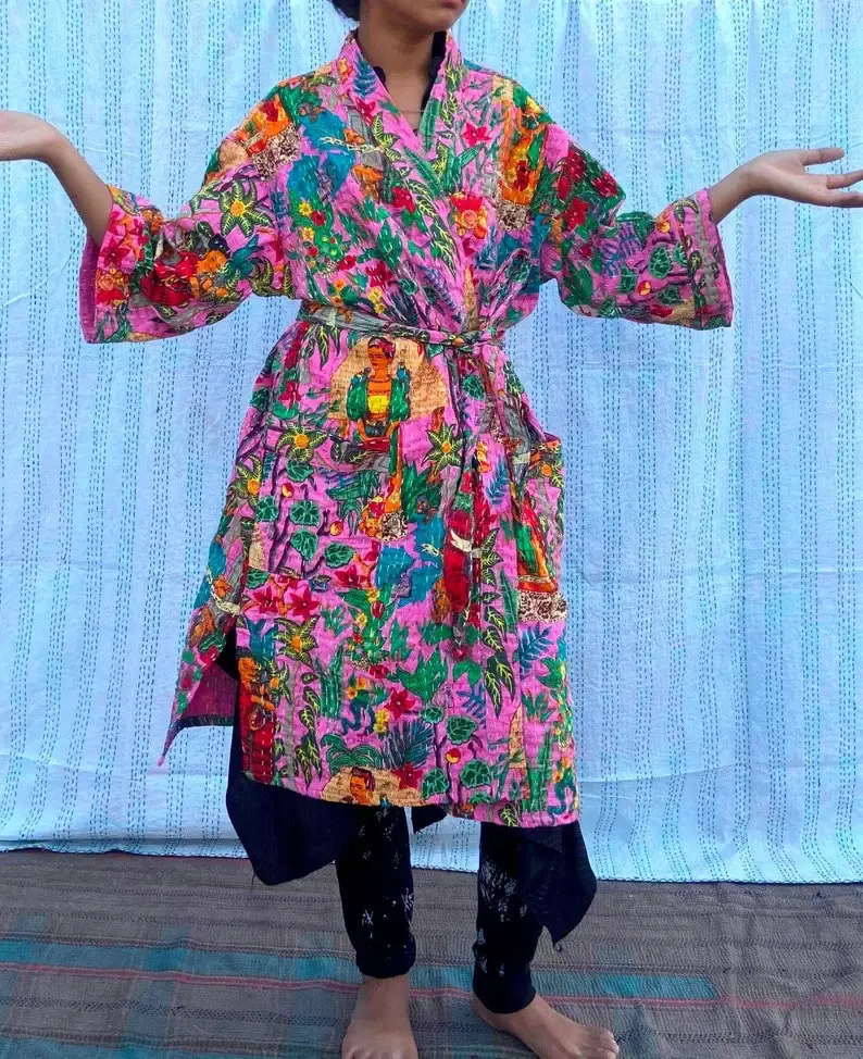 GYPSY STUDIO - Wholesale Kimono - Women's - Frida Kahlo Kantha Jacket Indian Handmade Japanese Kimono 1