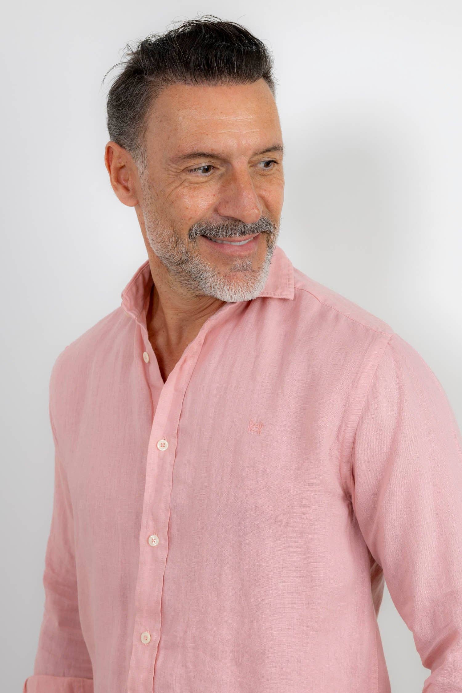 Custi Mikelo: Men's Clothing & Christmas Gifts - Wholesale Button Down Shirt - Men's - Pink Makeup Linen Shirt | Lanzarote1