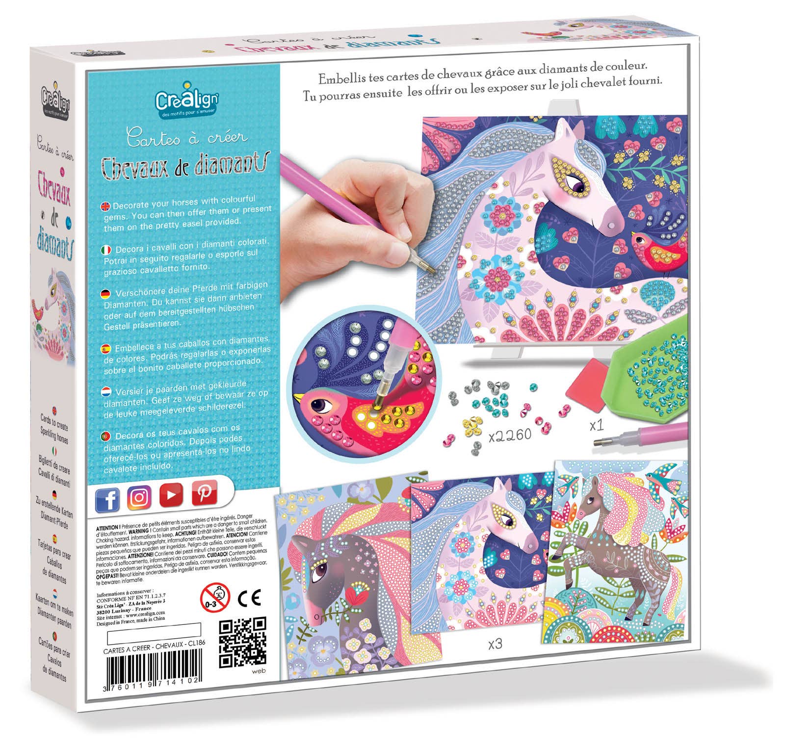 Créa Lign' - Venta al por mayor Kit de manualidades - Niños - Tarjetas para crear «Caballos de diamante»1