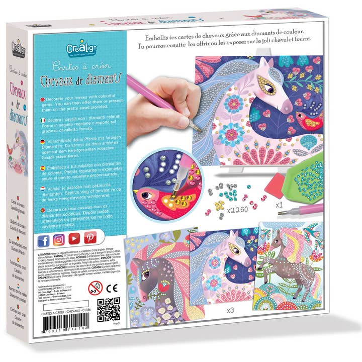 Créa Lign' - Wholesale DIY Craft Kit - Kids - Cards to create “Diamond Horses”1