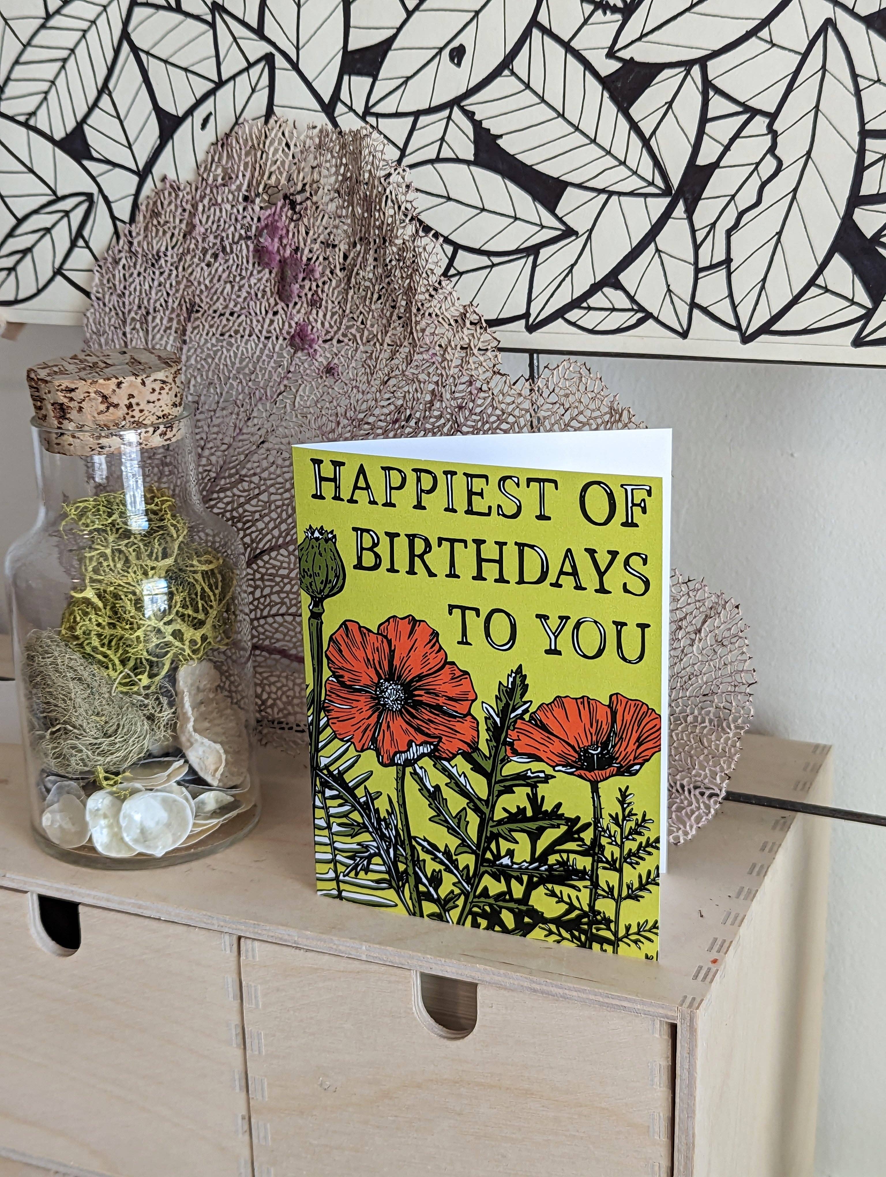 ilikesara | art + goods - Wholesale Birthday Card - greeting card | happiest of birthdays poppies - flowers2