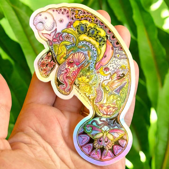 EarthArt International - Wholesale Sticker - Manatee Sticker HOLOGRAPHIC2