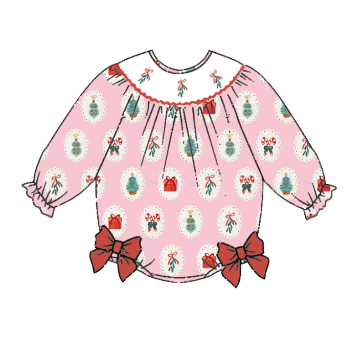 Auraquise - Wholesale Dress Set - Baby - Girls Christmas Gift Smocked Embroidery Custom Name Dress & Romper1