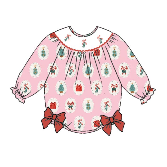 Auraquise - Wholesale Dress Set - Baby - Girls Christmas Gift Smocked Embroidery Custom Name Dress & Romper1