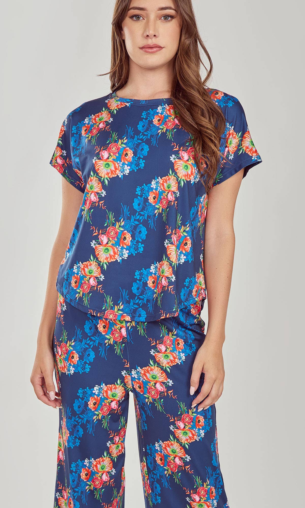 bleu Peignoir à nouer imprimé Elsia avec liens intérieurs en vente sur Faire6