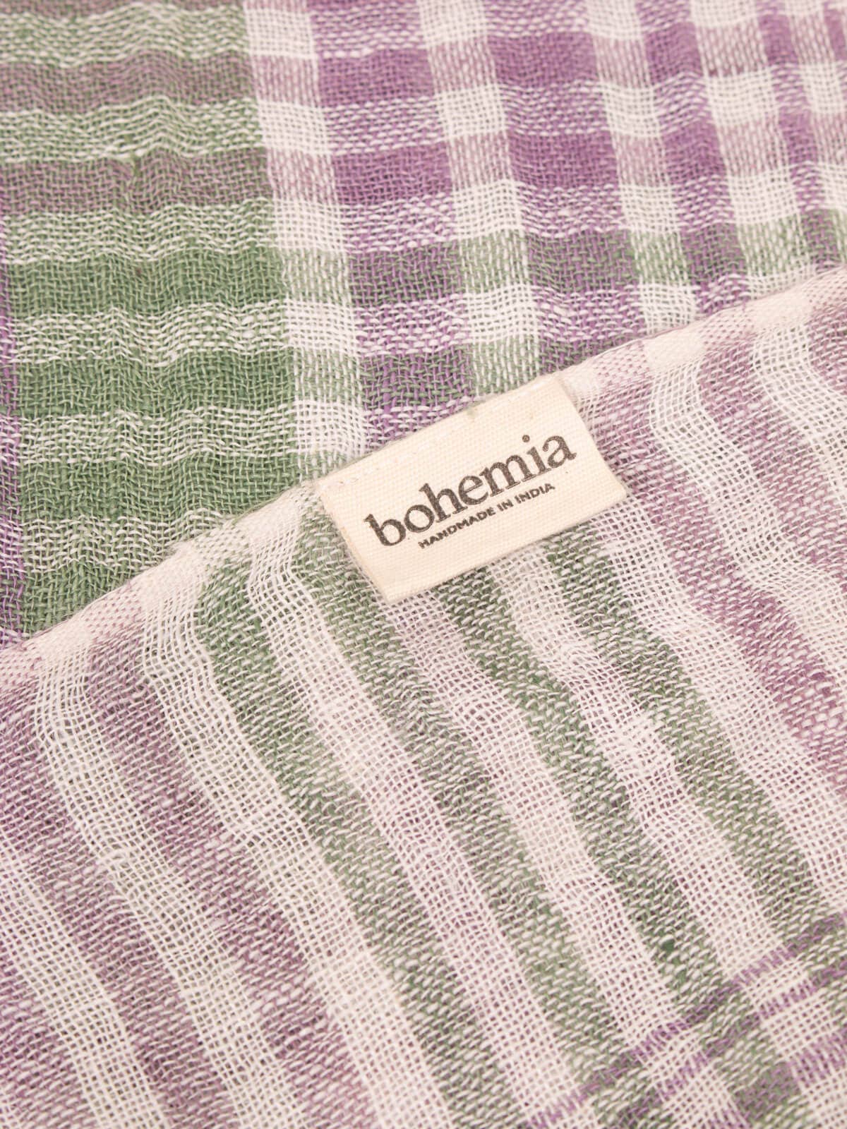 Bohemia Design [now closed] - Wholesale Scarf - Women's - Linen Scarf, Sage and Lilac Check4