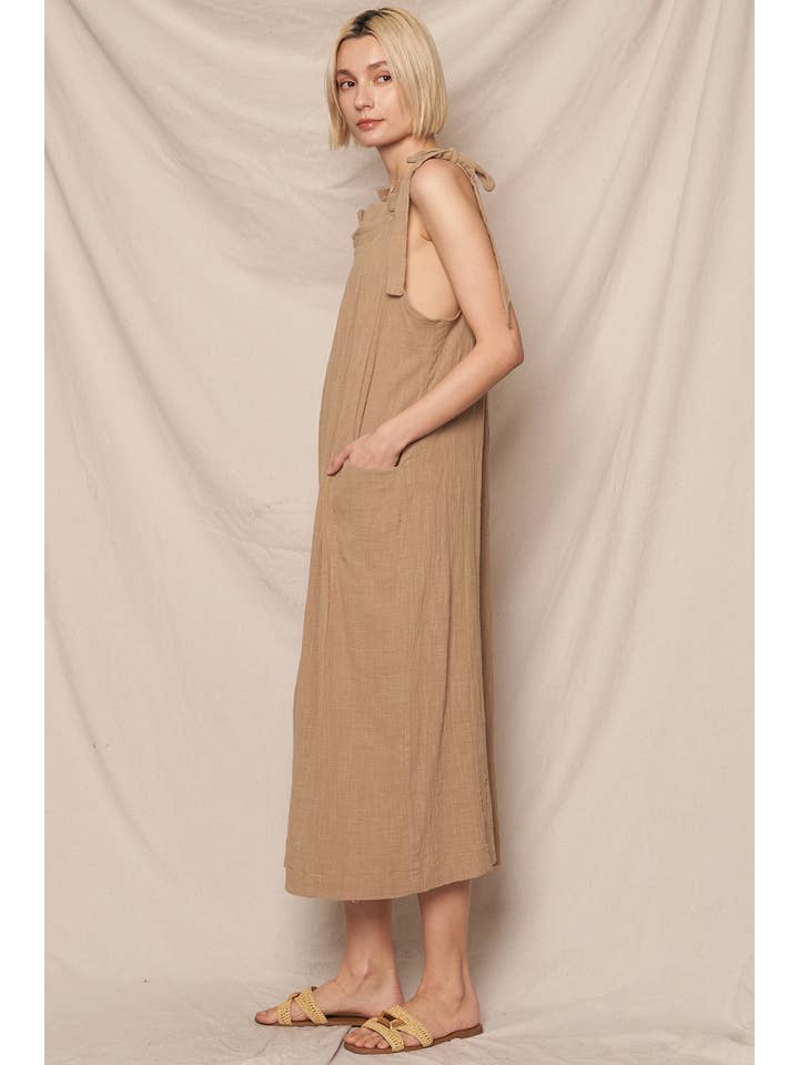 En Crème - Wholesale Jumpsuit - Women's - Ruched Neck Shoulder Tie Loose Fit Jumpsuit12