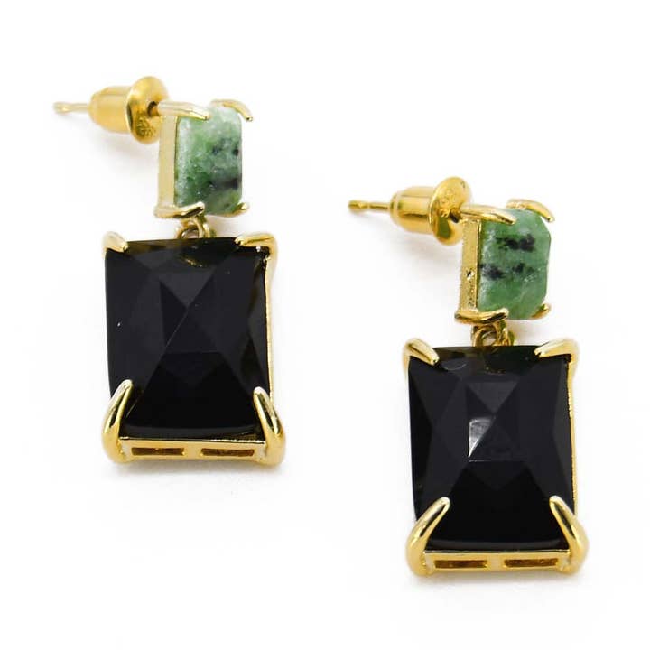 Jet Black Gemstone Earring for wholesale by ADIBA
