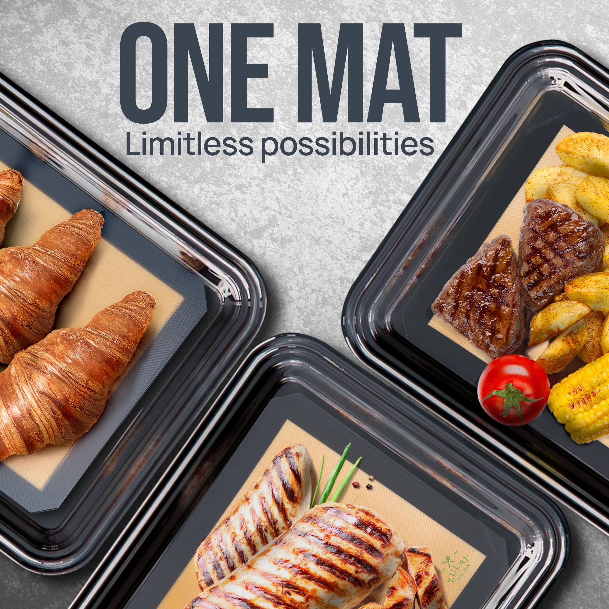 Zulay Kitchen - Vente Feuille/plaque de cuisson - Lot de 2 tapis de cuisson en silicone 42 x 29,5 cm antiadhésifs réutilisables7