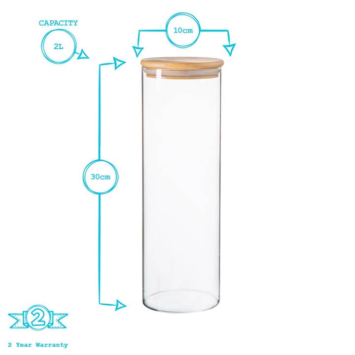 Rinkit Ltd - Wholesale Jar - Scandi Glass Storage Jar with Wooden Lid - 2 Litre5
