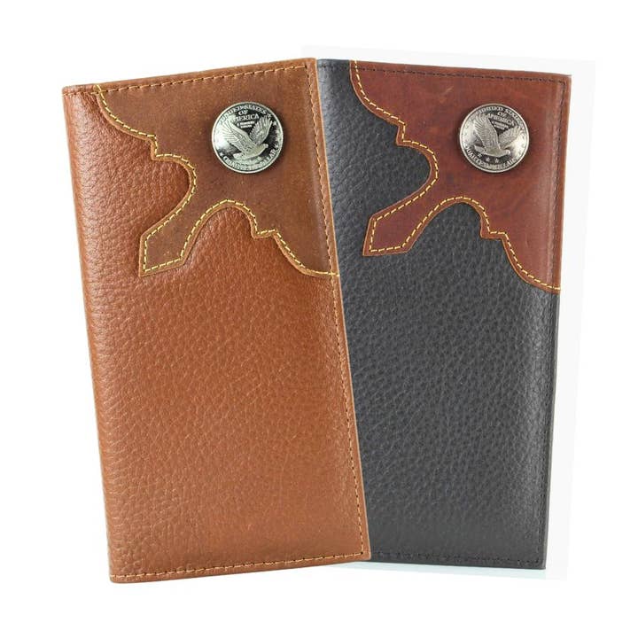 Western Cut Rodeo Wallet w/ Eagle Concho AB 1903 for wholesale by Leather Impressions Inc