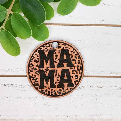 Leopard Mama Leather Keychain for wholesale by Trendy Transfers