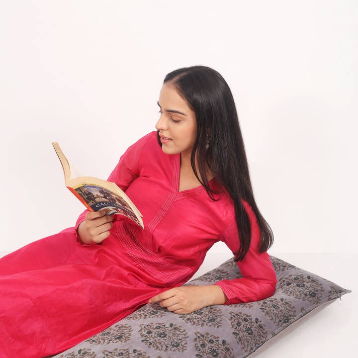 Lumbar Pillow Cover Hand Block Print Extra Long Bolster for wholesale by TerraWeaveHome