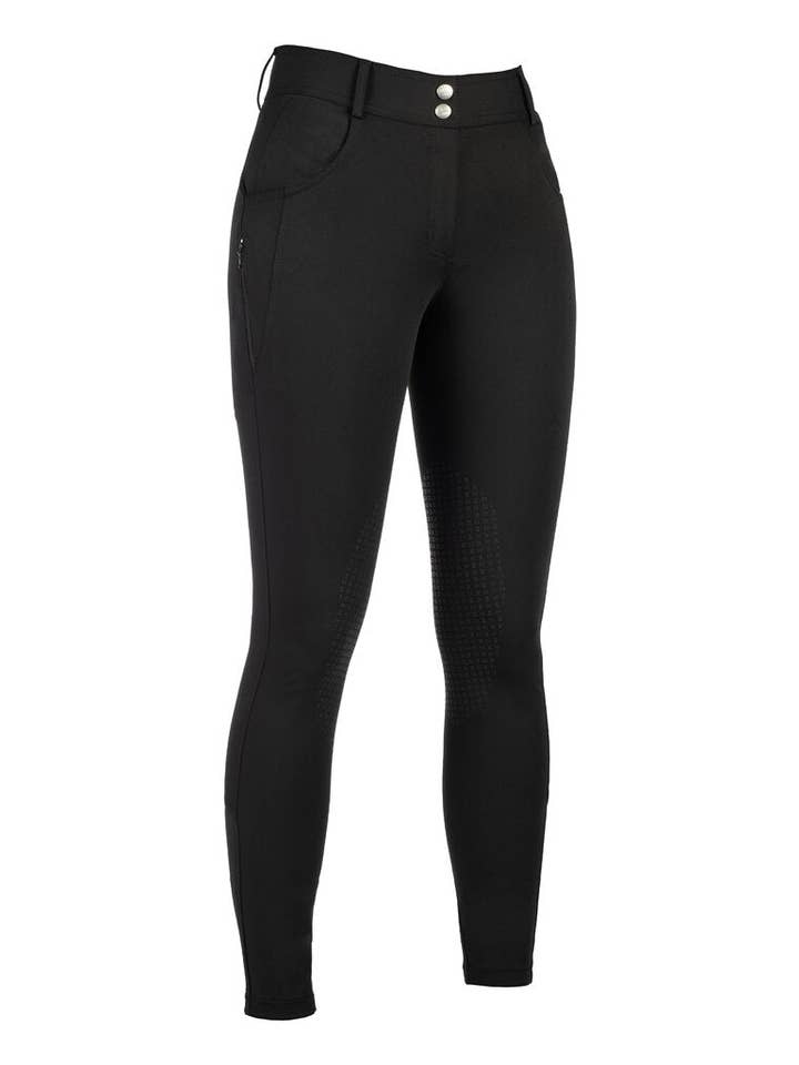 JPC Equestrian – wholesale Athletic pants – Women′s – HKM Ari Mid Rise- Sil. Knee Patch Ladies Riding Breeches2