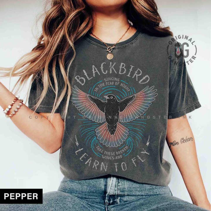TheKingShirt - Wholesale Graphic Sweatshirt - Women's - Blackbird Retro Rock Band Tee