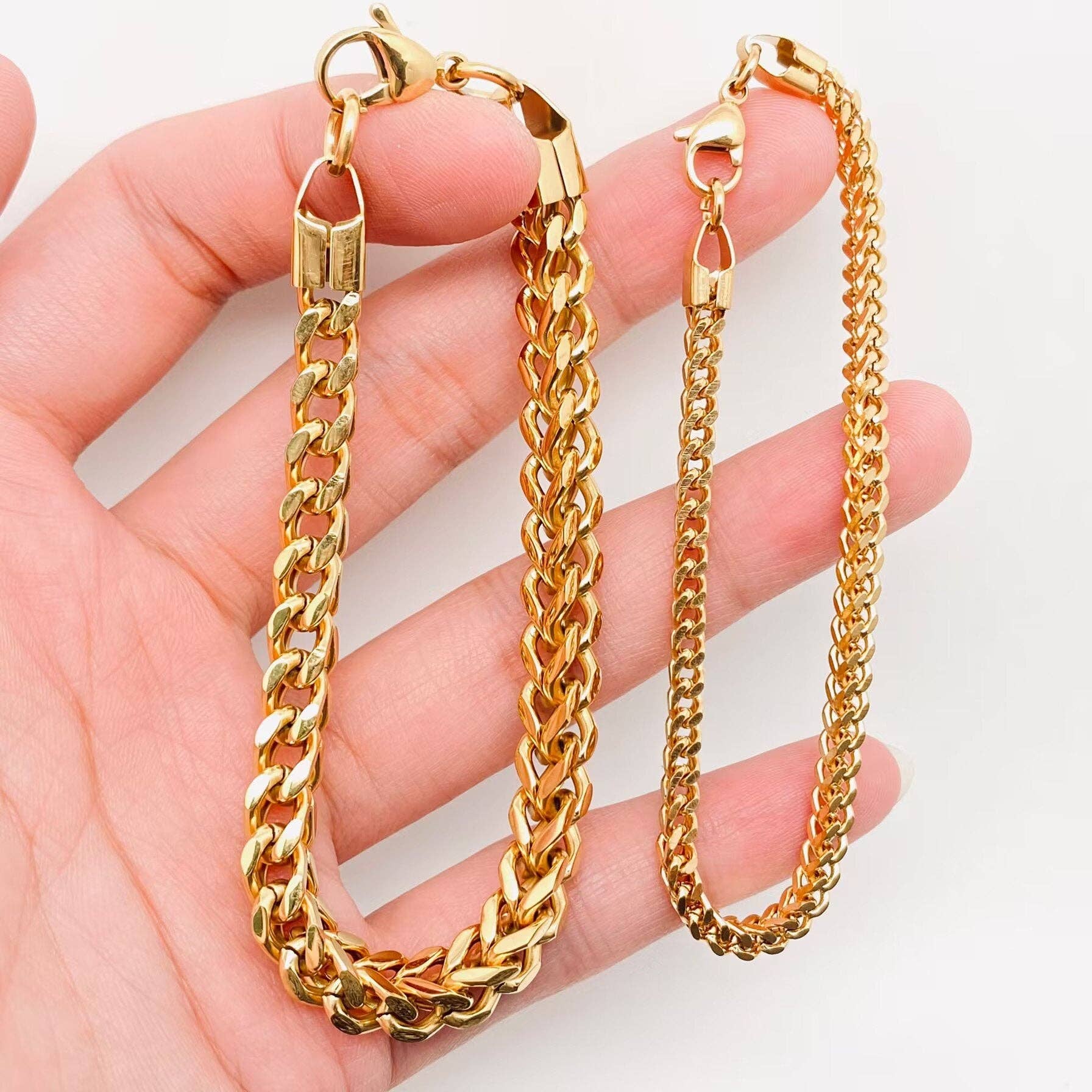 Mio Queena – wholesale Länkar och kedjearmband – Man rostfritt stål dubbelskikt kubanskt kedjearmband -MJ/BC2