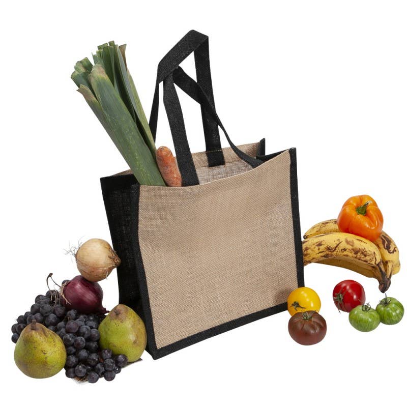 Deffrennes - Wholesale Grocery/Shopping Bag - Natural and black jute bag1