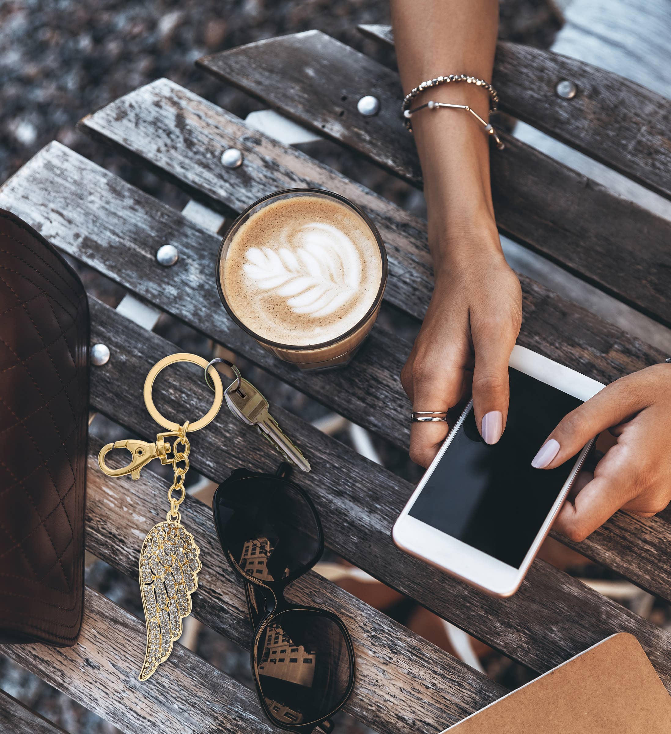 Cota Global – wholesale Keychain – Unisex – Gold Sparkling Charms - Angel Wing6