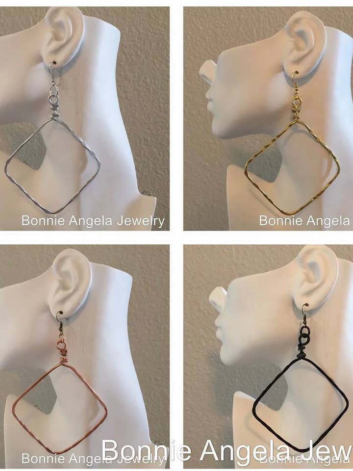 Big Square Diamond Earrings for wholesale by Angela Catirina Jones
