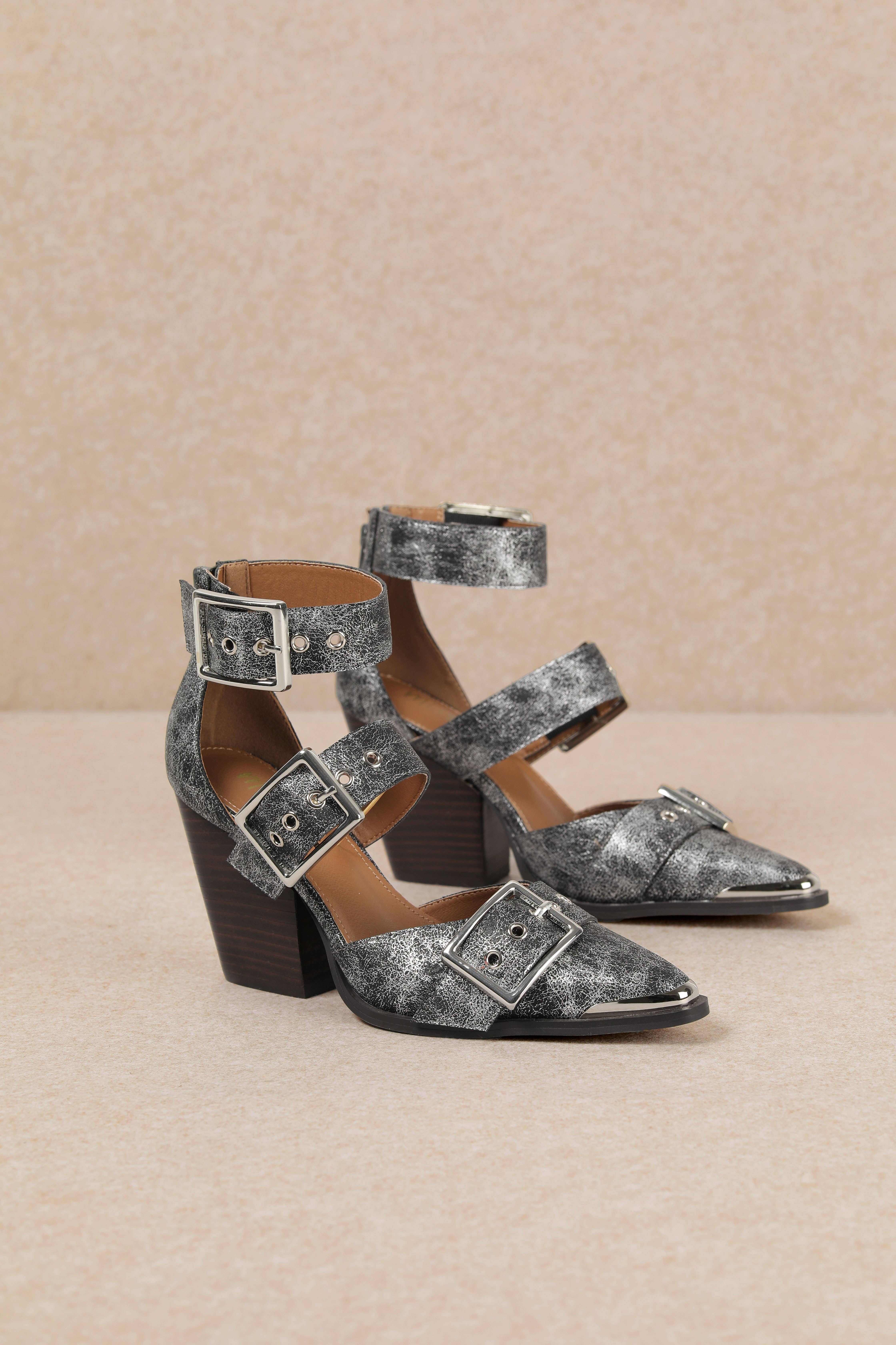 CCOCCI - Vendita all'ingrosso Tacchi alti - Donna - TACCHI LARGHI A PUNTA CON TRIPLA CINTURA HENDRIX35