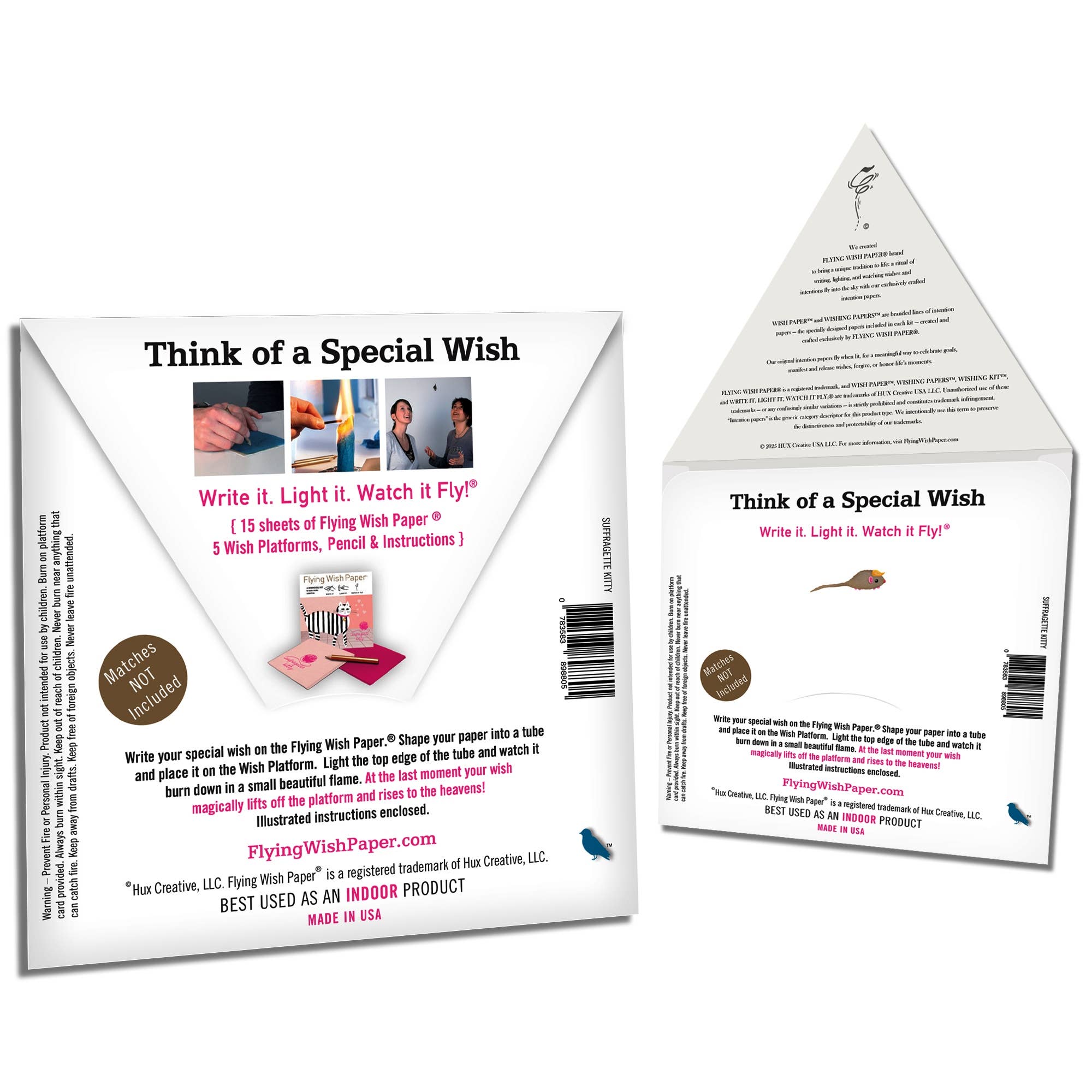 FLYING WISH PAPER ® - Wholesale Everyday Greeting Card - SUFFRAGETTE KITTY / 15 WISH PAPER™ / Empowerment Ritual Gift2