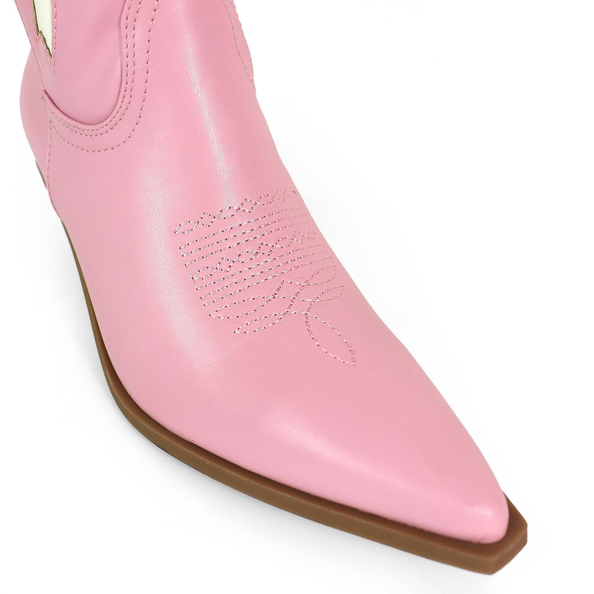 Rose TRUETT-1 BOTTINE DE COWBOY OCCIDENTALE AVEC DÉTAIL NŒUD ROSE en vente sur Faire2