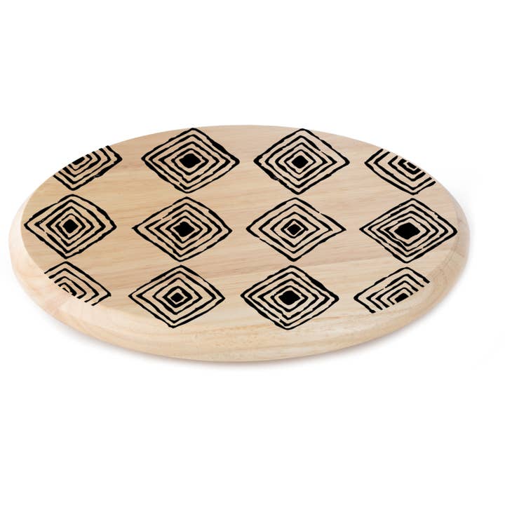 "Black Diamonds" Rubber Wood Lazy Susan Turntable 14" for wholesale by Conimar Promotions