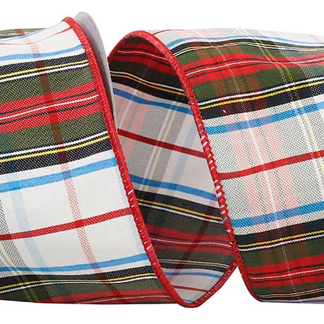 Squire Plaid Wired Edge, 4 In, 10 Yards for wholesale by RELIANT RIBBON
