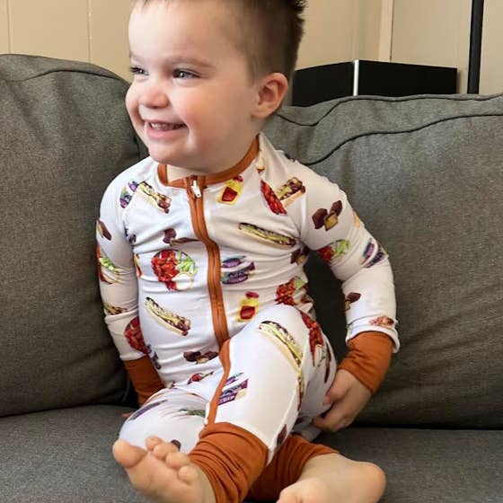 Buffalovely - Wholesale Sleepwear Set - Kids - Buffalo Foodie Favorites Bamboo Pajamas- Full Zip Romper4