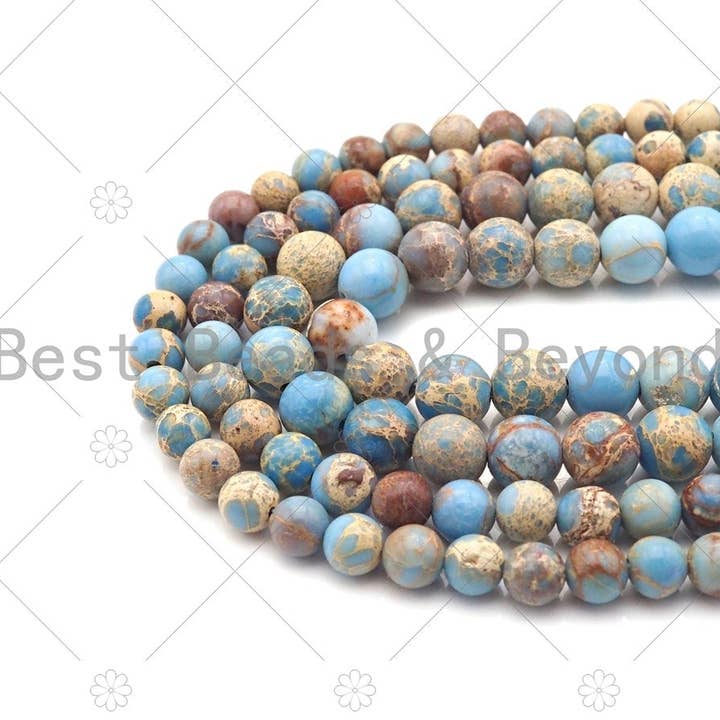 BestBeads&Beyond - Wholesale Beads - High Quality Light Blue Sea Sediment Imperial Jasper Beads,2
