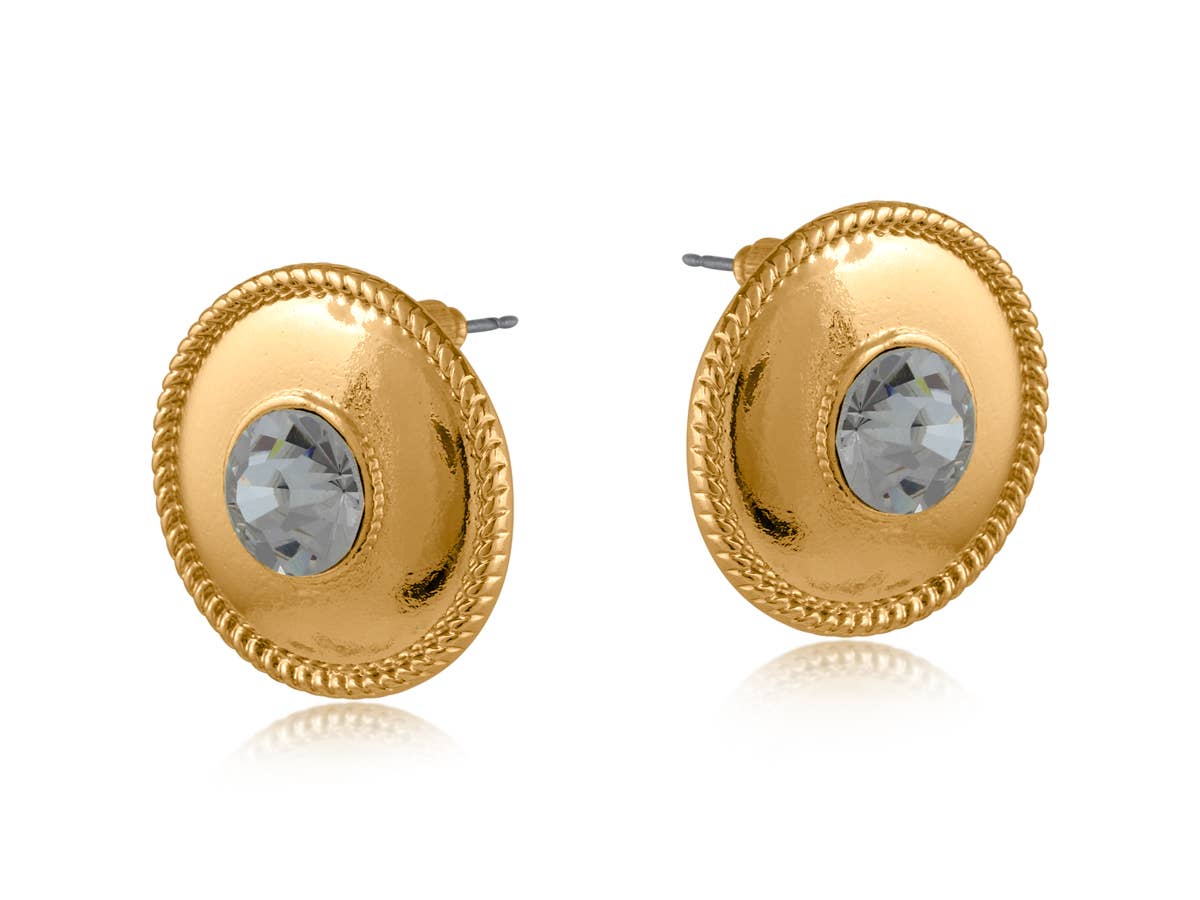 Big Metal London – wholesale Stud/post earrings – Pasha Button Stone Stud Earrings