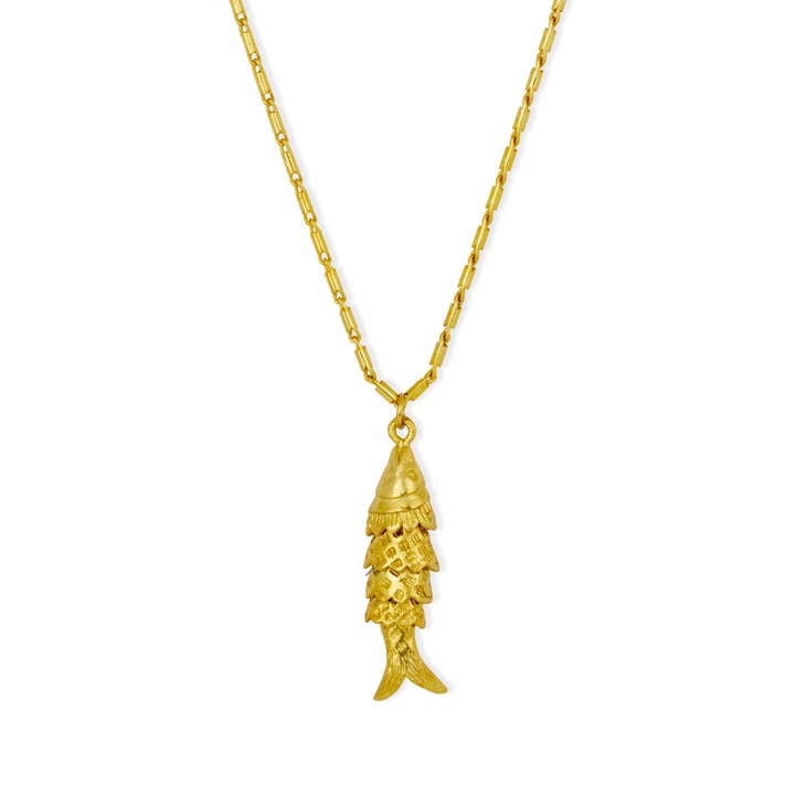 Playa Gold Fish Pendant Necklace for wholesale by Ashiana London