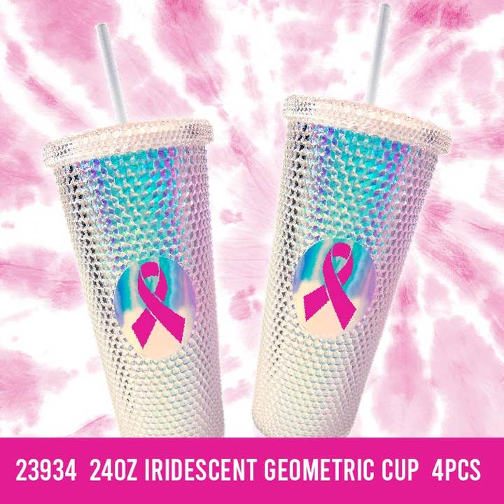 24 oz Tumbler Breast Cancer Awareness PINK Assortment- 4/Pk for wholesale by Novelty Closeout
