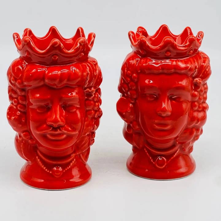 DD Ceramiche Siciliane - Wholesale Decorative Figurine - Pair of Moro Heads Kalat Frutta Ceramica Caltagirone cm H.14 L.9 Handcrafted VARIOUS COLORS9