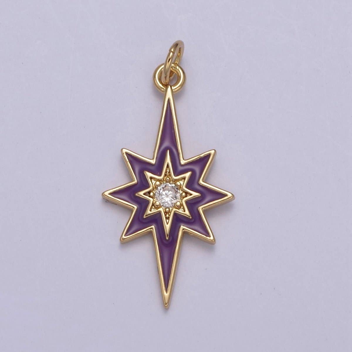 Aim Eternal - Vente Breloques/médailles personnalisées - Pendentif Étoile Émaillée Colorée 8 Pointes Étoile Éclatante Étoile du Nord - Pendentif Charm Céleste Doré N-729 - N-7353