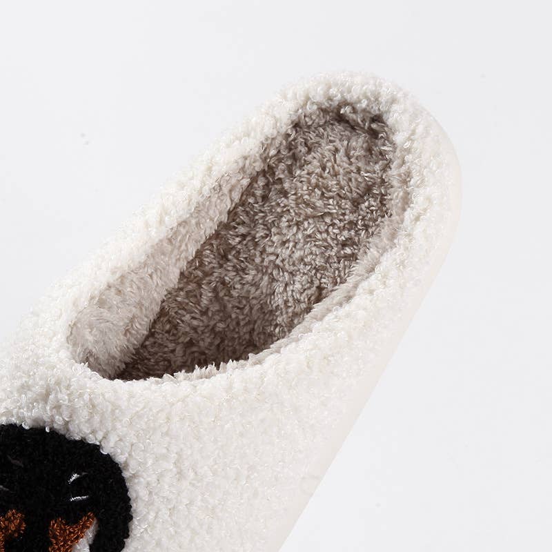 White Dachshund Pattern Fleece Plush Slippers for wholesale on Faire2