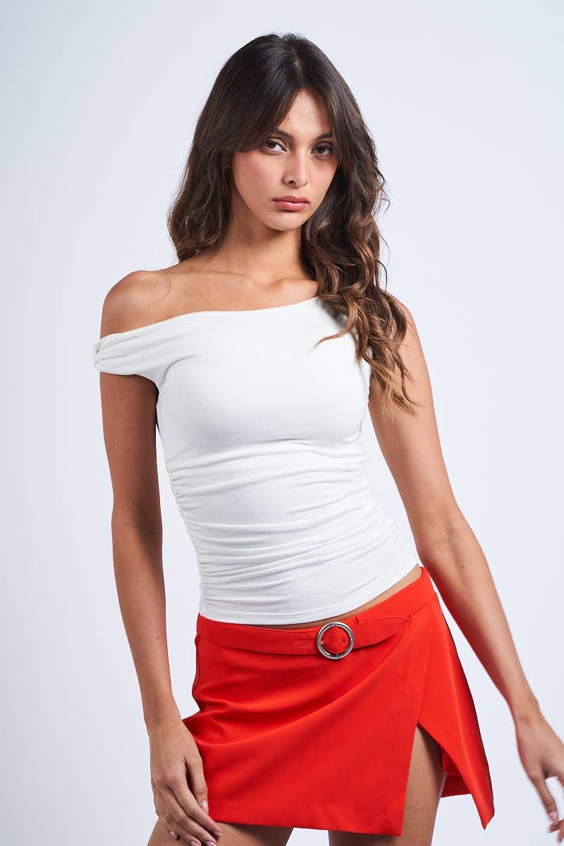 Sky to Moon - Vente Débardeur – femme - HAUT ASYMÉTRIQUE À ÉPAULE DÉNUDÉE AJUSTÉ23