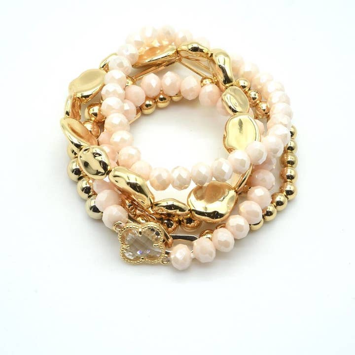 MiMi Wholesale - Wholesale Jewelry Set - Beaded Clover Accent Jewelry Set Bracelet13